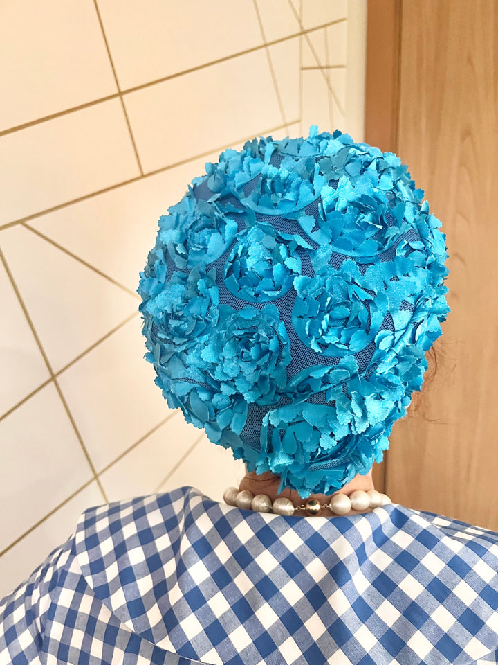 PRE-ORDER NEW: Blue flower pillbox hat!