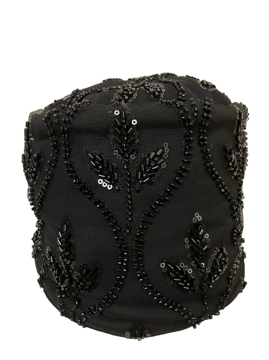 Black Shiny Beads Turban Hat for Women – Headwrap for Wedding, Party, Modest Head Cover, Fashion Turban Cap, Instant Traditional Headwear